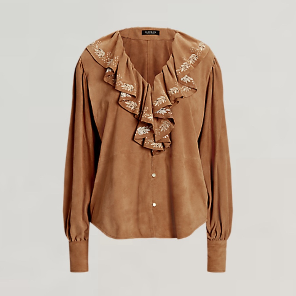 NWT- Ralph Lauren Black Label Goatskin Top- Sc Medium—-🔥
